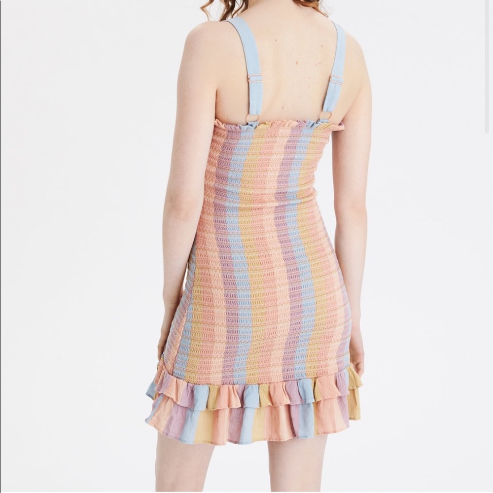 NWT American Eagle Smocked Striped Bodycon Dress - Picture 2 of 7